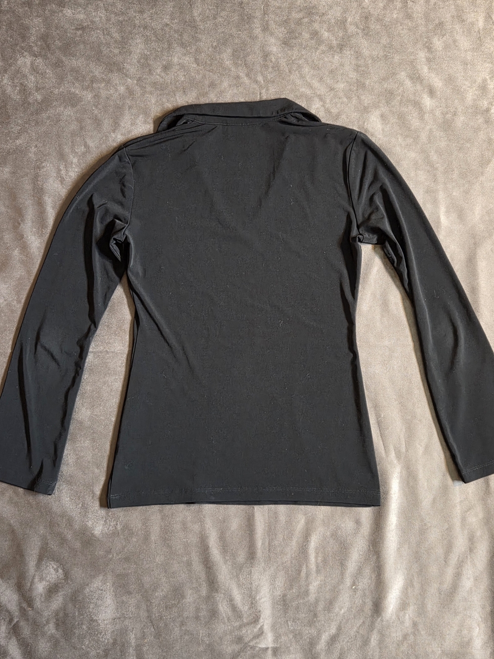 New York & Company Black Johnny Collar V-Neck Long Sleeve Top — Size XS - Picture 3 of 7